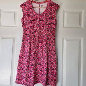 Title Nine Fit & Flare Dream Sleeveless Buttah Stretch Dress Pink Black Grey